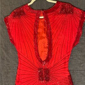 Oleg Cassini Vintage 20s Red 100% Silk Dress